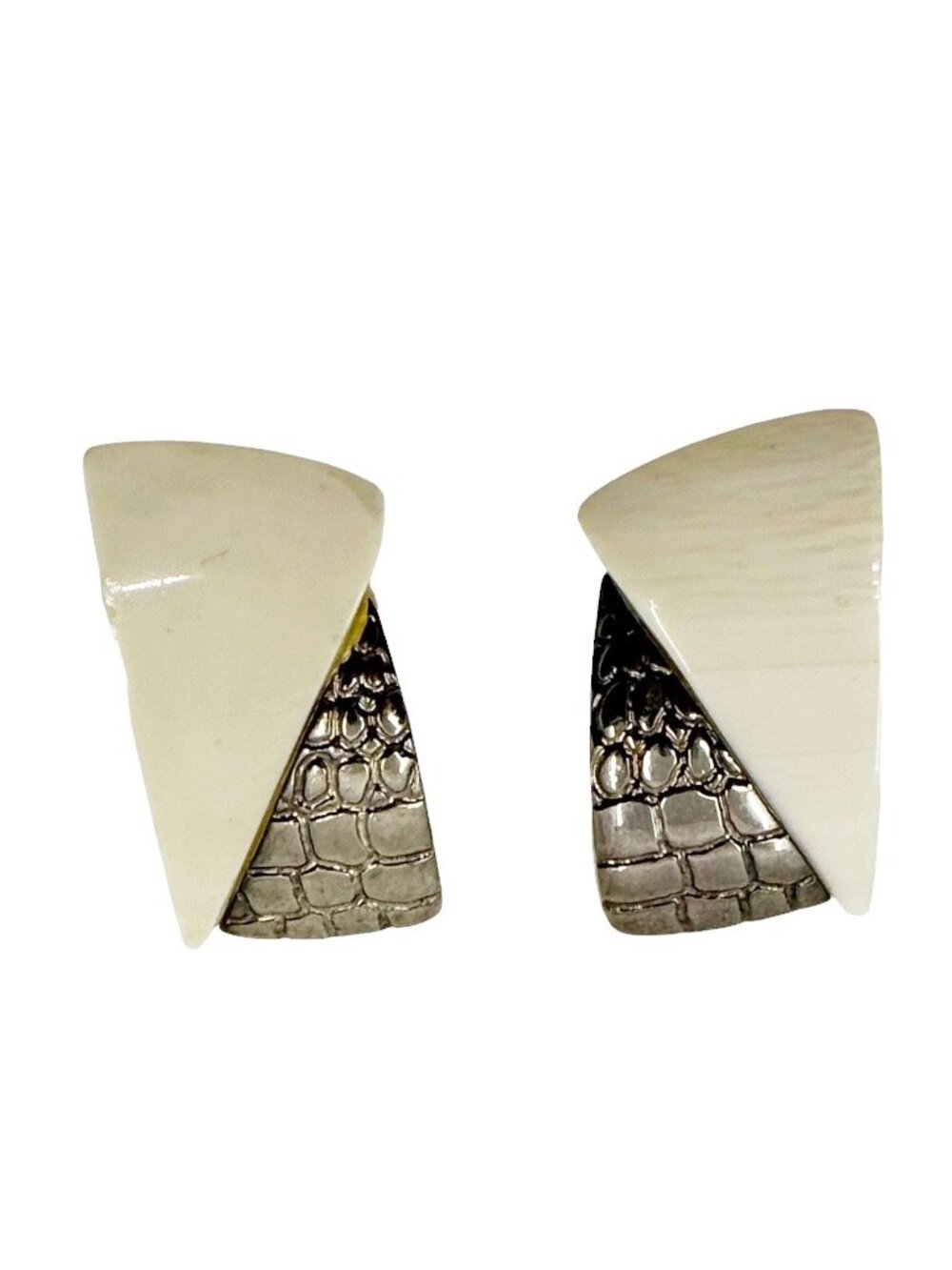 Vintage Sterling silver ivory clip on earrings